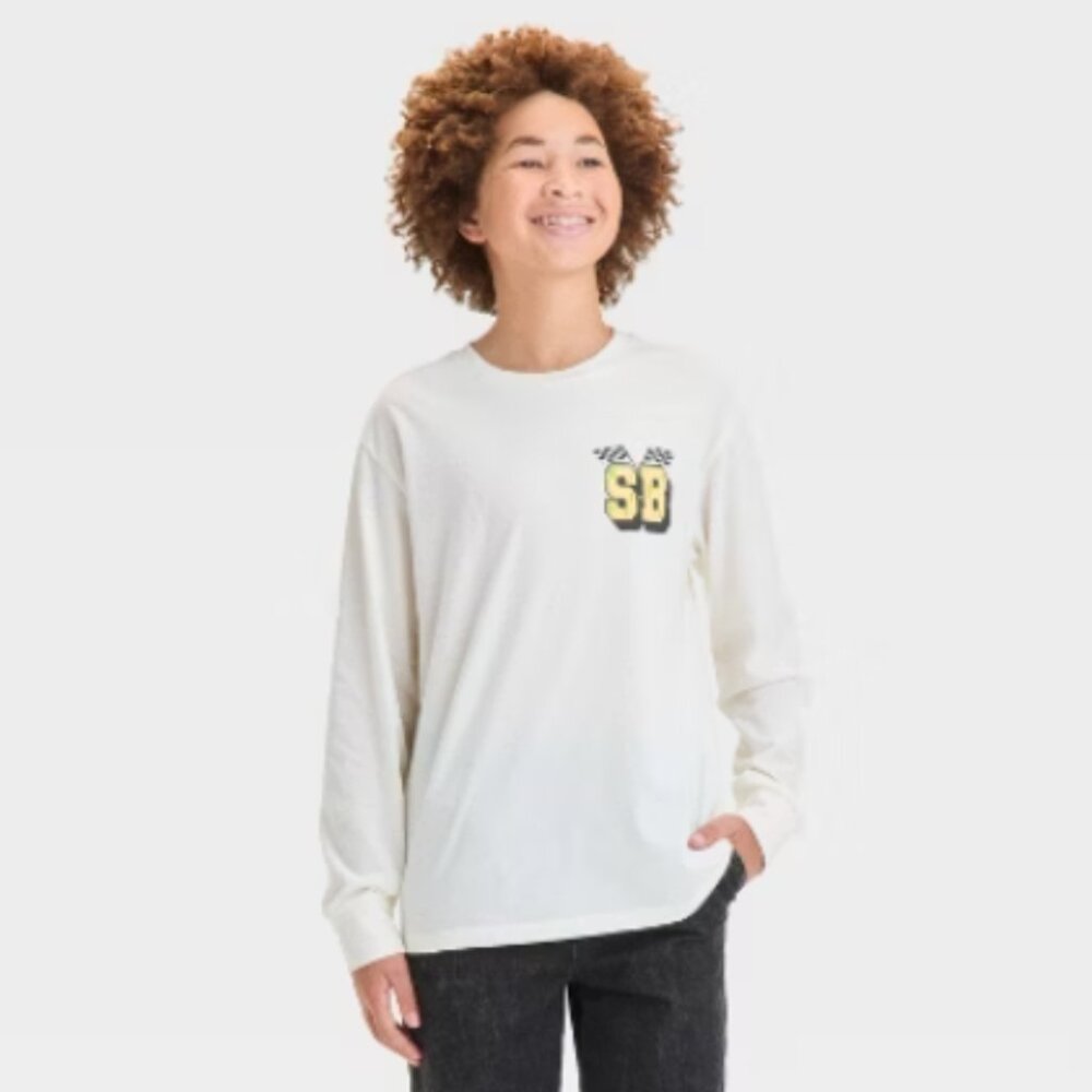 NWT Art Class Boys Small 6/7 PYE Long Sleeve Spongebob Graphic T-Shirt Crew Neck